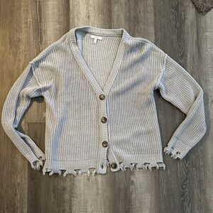 Maurices Light Gray Distressed Cardigan